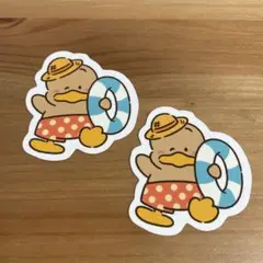 スシロー　はぴだんぶい　コラボ　あひるのペックル　ピック 日焼け 2枚