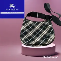 バーバリーブルーレーベル ショルダーバッグ ブルーチェック キャンバス