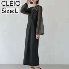 極美品✨CLEIO タイト キャミワンピース シースルーセット 黒 Lサイズ