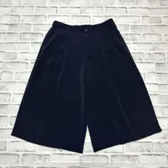 【ユニクロ】ガウチョパンツ 後ろゴム 無地 ネイビー 春夏 L