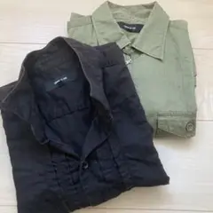 COMME CA ISM 半袖シャツ 2枚セット 黒 カーキ