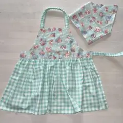 子供エプロン　三角巾セット　ハンドメイド