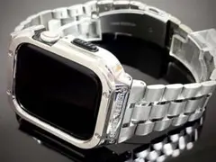 メタルカスタムシルバープレス アップルウォッチ 316L高級ステンレスバンド