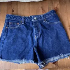 MOUSSY ダークブルー フリンジヘムショートパンツ