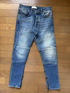 スリムフィット パッチワークデニムパンツ