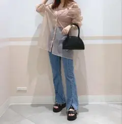 フレアスリットデニム　S