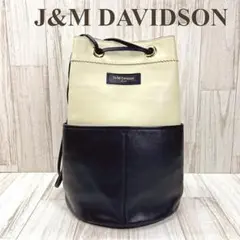 J&M デヴィッドソン ショルダーバッグ 巾着 デイジー ホワイト ブラック