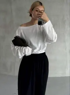 【美品】RIM.ARK Sleeve tuck cut tops ホワイト