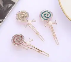 キャンディ　ビジュー　パール　キッズ　ヘアピン