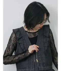 本日限定値下げ！Samansa Mos2 blue ショルダーフリルベスト