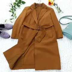 UNIQLO ユニクロ L ロングコート 羽織 ボタン無し ベルト ブラウン