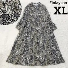フィンレイソン カットソーツイルの きちんと見え ワンピース ロング 花 LL