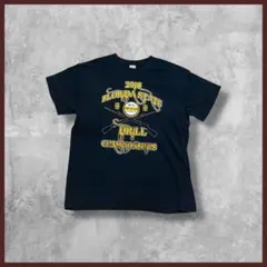 US古着 GILDAN ギルダン 両面プリントTシャツ 半袖 ネイビー Lサイズ