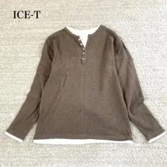 アベラヒビ ヘンリーネック長袖シャツ カットソー レイヤード ワッフル シンプル