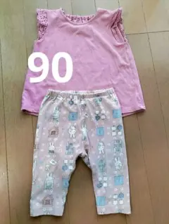 美品　ユニクロ　90サイズ ピンクトップスとミッフィーパンツセット