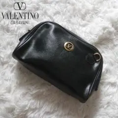 VALENTINO ミニバッグ セカンドバッグ ロゴ金具 レザー 黒 レトロ