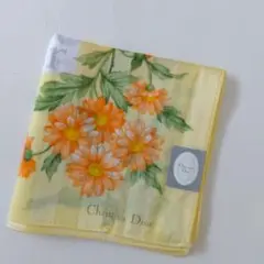 Christian Dior 花柄 イエローハンカチ