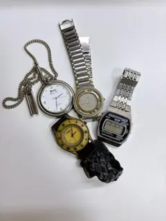 懐中時計とアナログ・デジタル時計セット
