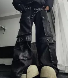 【即発送】 TRIPP NYC風　スタッズ　デニムカーゴパンツ　オーバーサイズ