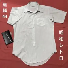 ♠️昭和レトロ 半袖シャツ ストライプ 肩幅44 Jerry Anderson