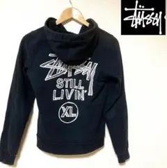 STUSSYステューシー ビッグロゴ パーカー ブラック S