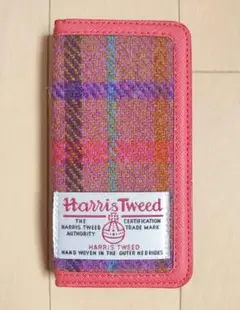 【新品未使用】Harris Tweed スマホケース ピンク チェック柄