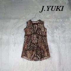 J.YUKI ボタニカル柄 チュニック レース ノースリーブ ラメ 韓国製