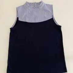 ノースリーブ　ブラウス　ネイビーMサイズ
