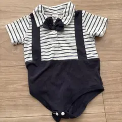 SHEIN ストライプ ボウタイロンパース 3-6M