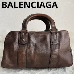 BALENCIAGA バレンシアガ ハンドバッグ ブラウン 茶色 レザー ロゴ