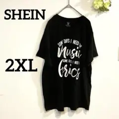 SHEIN【2XL】プリントTシャツ ブラック 半袖 黒
