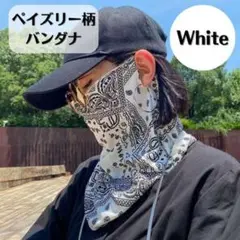 フェイスマスク ペイズリー柄 ホワイト スカーフ バンダナ ネックカバー