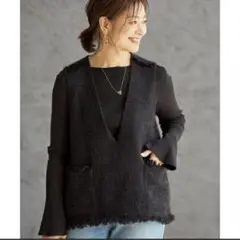 美品✨イネド × 三尋木奈保 【9】3,3万 ツイードベスト ブラックINED