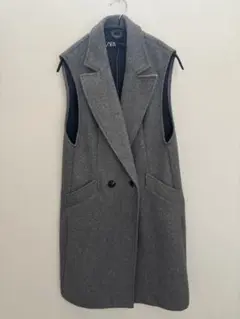 ZARA ♡ XS ザラ 完売ソフトダブルブレストロングベスト グレー