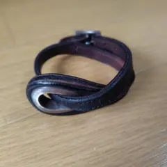 MARS ブラックレザーブレスレット 16-18cm