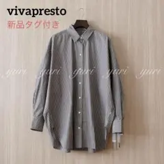 【396】新品　vivapresto ビッグシルエットストライプコットンシャツ