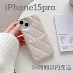 #102 iPhone15pro スマホケース 革 キルティング ポケット 12