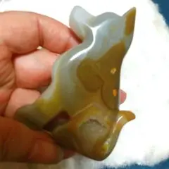 天然石瑪瑙犬の置物