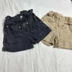 ザラキッズ　116 黒、ベージュ　ショートパンツ　セット