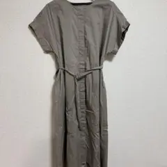 【まとめ買いセール中！】 GU オリーブ色 半袖ロングシャツワンピース
