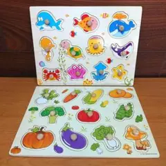 モンテッソーリ 型はめパズル おもちゃ 海洋生物 野菜 木 セット