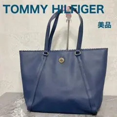 【美品】 TOMMY HILFIGER／トートバッグ　ネイビー　A4可