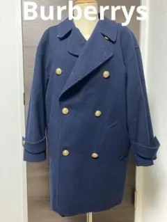 極美品 バーバリー ダブルフェイス ホースマーク金ボタン 紺色 ピーコート