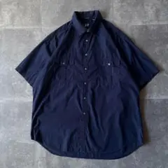 2001年製 OLD GAP 無地シャツ 2XL ポケット ネイビーA268