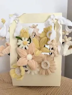 花束　フラワーボックス　モールフラワー　イエロー　プレゼント