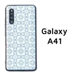 Galaxy A41 カバー グレー タイル柄