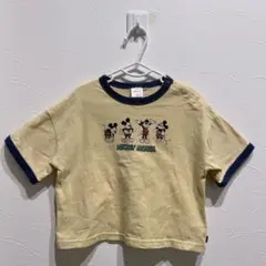 《futafuta》ミッキーマウスTシャツ ロゴ 80 イエロー ディズニー