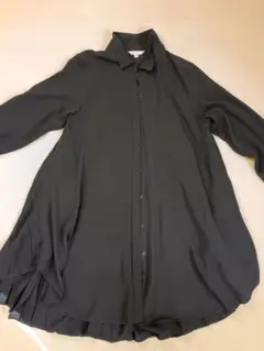 最終値下げ中☆紺のロングシャツ ボタン付き プレーティングデザイン
