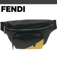 FENDI ウエストバッグ レザー 黒 バグズモンスター 7VA483 A9ZA