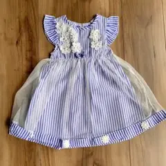 ワンピース　レース　ストライプ　花　90cm